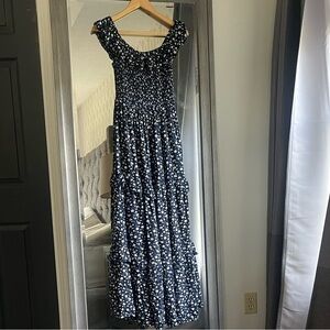Lulu's Navy and White Floral Maxi Dress